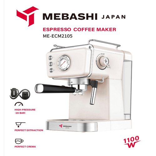 مشخصات اسپرسوساز مباشی ME-ECM2105 نمای جلو سفید