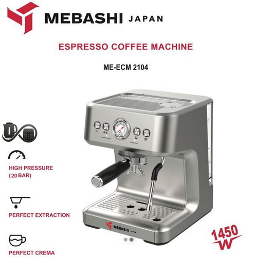 مشخصات اسپرسوساز مباشی ME-ECM2104 نمای جلو سیلور