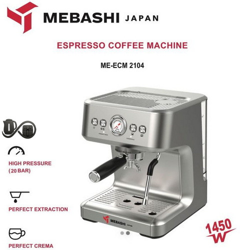 مشخصات اسپرسوساز مباشی ME-ECM2104 نمای جلو سیلور