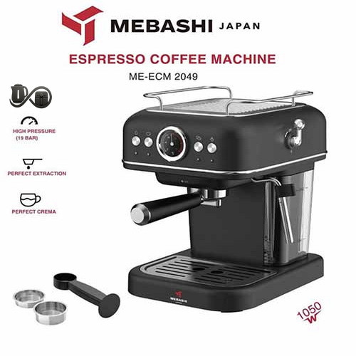 مشخصات اسپرسوساز مباشی ME-ECM2049 نمای جلو مشکی