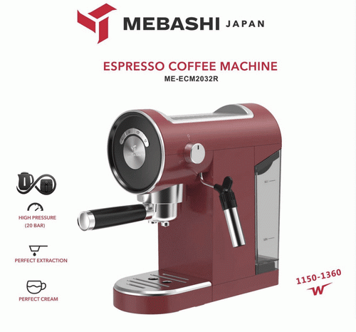 مشخصات اسپرسوساز مباشی مدل ME-ECM2032 نمای جلو قرمز
