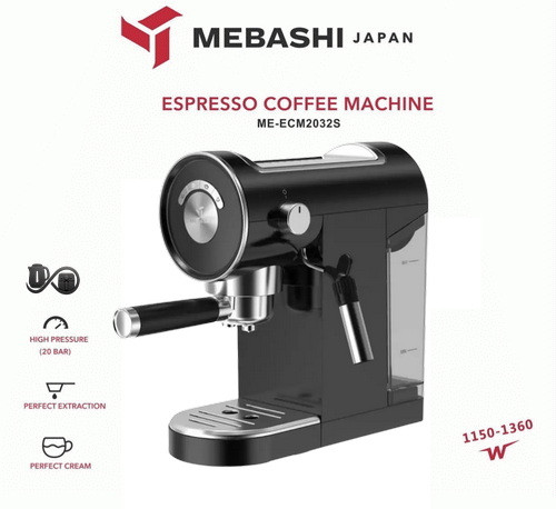 مشخصات اسپرسوساز مباشی مدل ME-ECM2032 نمای جلو مشکی