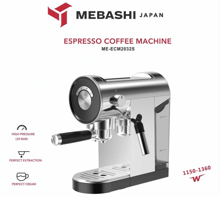 مشخصات اسپرسوساز مباشی مدل ME-ECM2032 نمای جلو سیلور