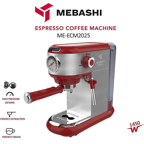 مشخصات اسپرسوساز مباشی ME-ECM2025 نمای جلو قرمز
