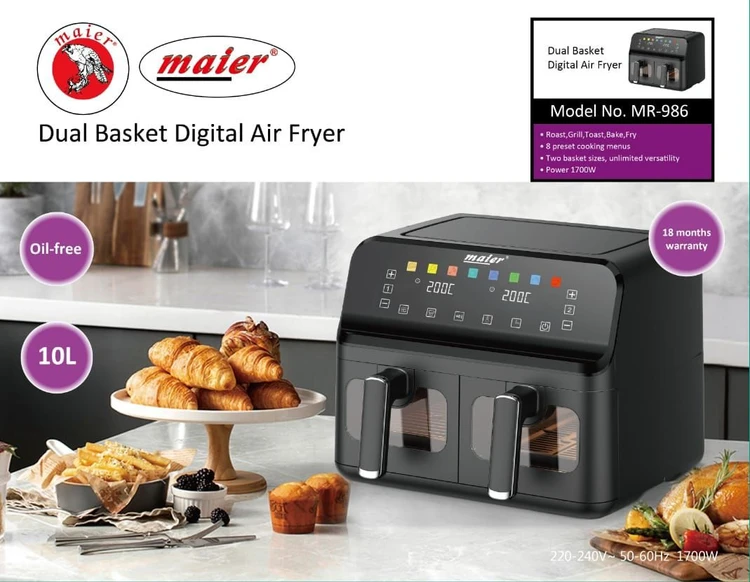 سرخ کن بدون روغن دوقلو مایر مدل MR-986
